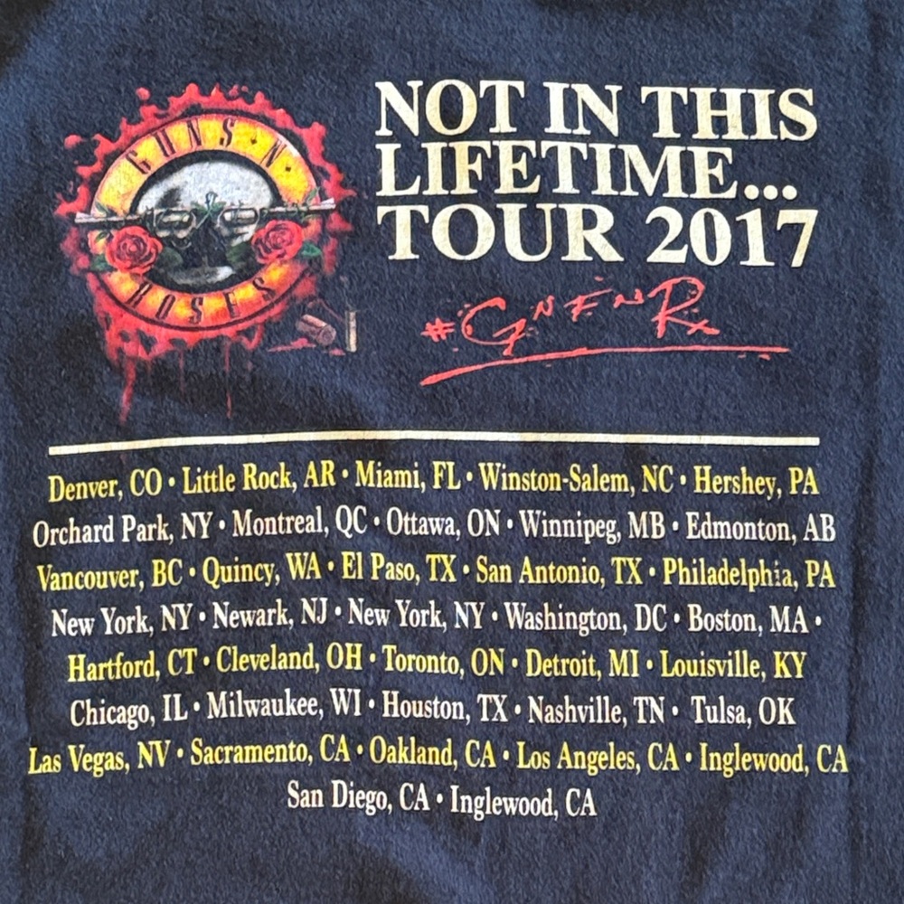Guns N' Roses "Not In This Lifetime" Tour 2017 Tee vintage band t-shirt - Picture 4 of 4